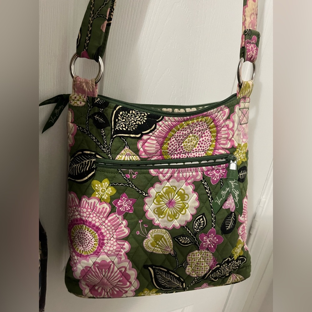 Vera Bradley Green and Pink Floral Shoulder Bag